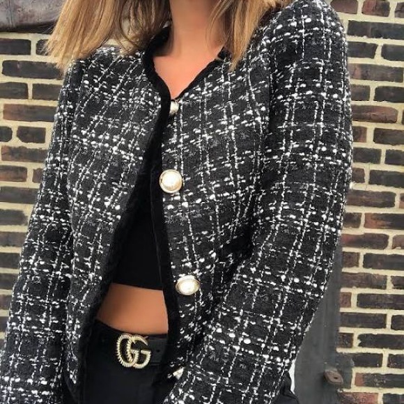 Jackets & Blazers - ✨ HOLIDAY OUTFIT ✨ Classic Black Tweed Jacket with Pearl Buttons